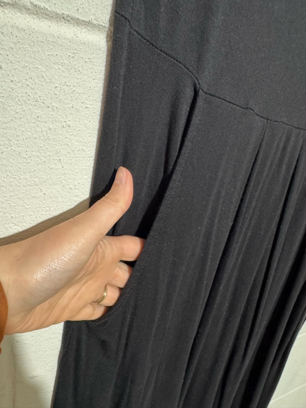 Long‎ Modest Black Jersey Knit Midi Dress T-Shirt Size L Stretch Summer Comfy - Picture 3 of 5